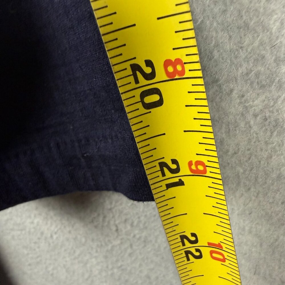 J Crew Factory M Solid Ruffle Sleeve Shift Dress Navy Blue Textured Cotton Blend - Picture 12 of 12